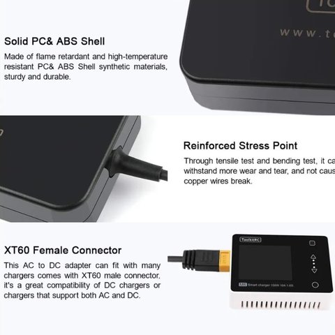 Блок живлення ToolkitRC ADP200 200W, вихід 19,5 В 10,3 А, (вихід XT60) Прев'ю 3