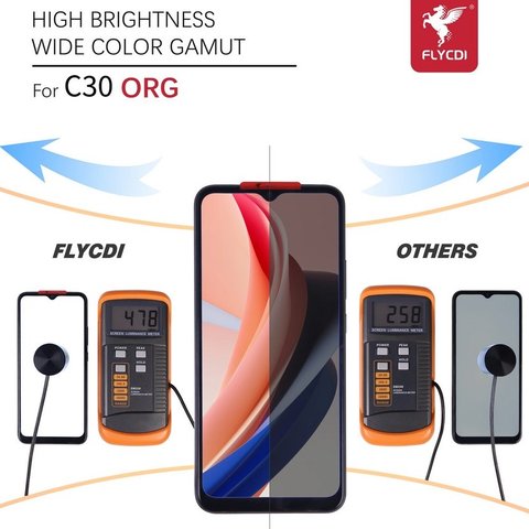 Дисплей для Realme C30, C33, чорний, без рамки, FLYCDI, RMX3581, RMX3623, RMX3624 Прев'ю 2