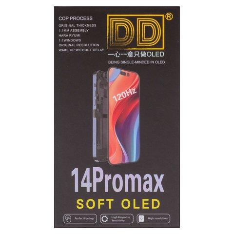 Дисплей для iPhone 14 Pro Max, черный, с рамкой, HC, без ошибки, (OLED), DD-OLED OEM soft, 120Hz, diagnosable Превью 2